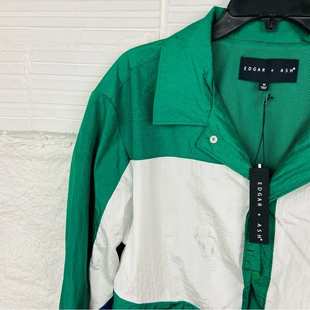 NWT EDGAR + ASH green windbreaker retro jacket size medium